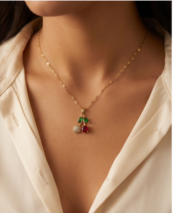 Premium Flower Styled Necklace  – Emerald & Ruby AD Stone Pendant | Urban Noor Exclusive