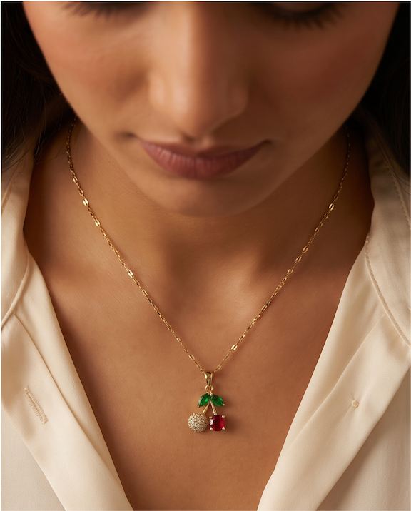 Premium Flower Styled Necklace  – Emerald & Ruby AD Stone Pendant | Urban Noor Exclusive