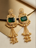 Kashmir Jhumka: Emerald Empress Handcrafted Gold Drops