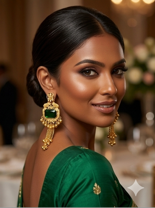 Kashmir Jhumka: Emerald Empress Handcrafted Gold Drops