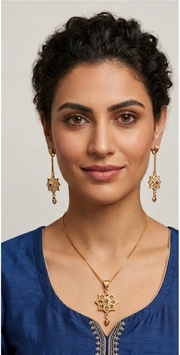 Premium 1gm Daily Use Gold Plated Pendant & Earring Set