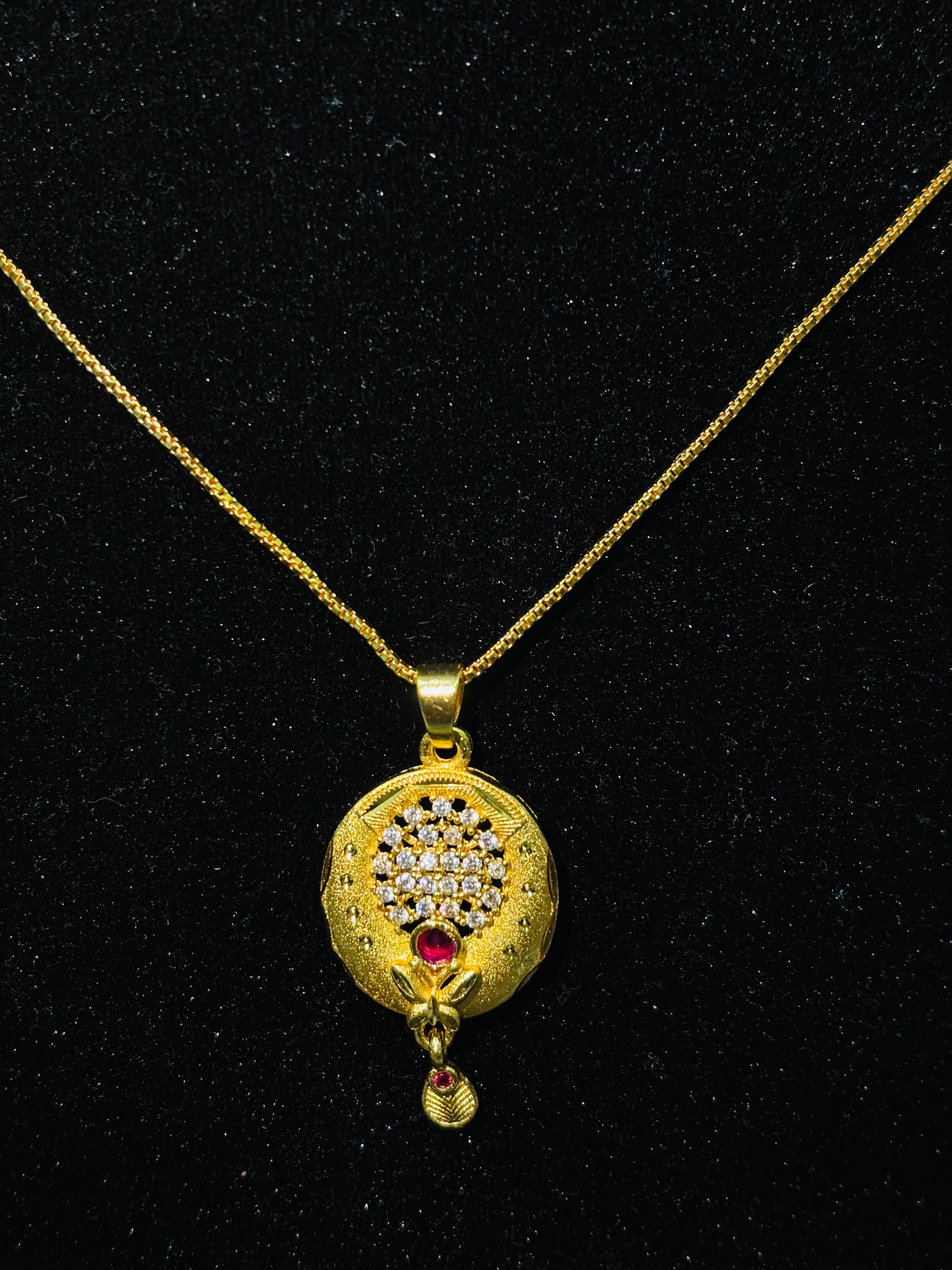 Premium 1gm Daily Use Gold Plated Pendant & Earring Set Oval designed