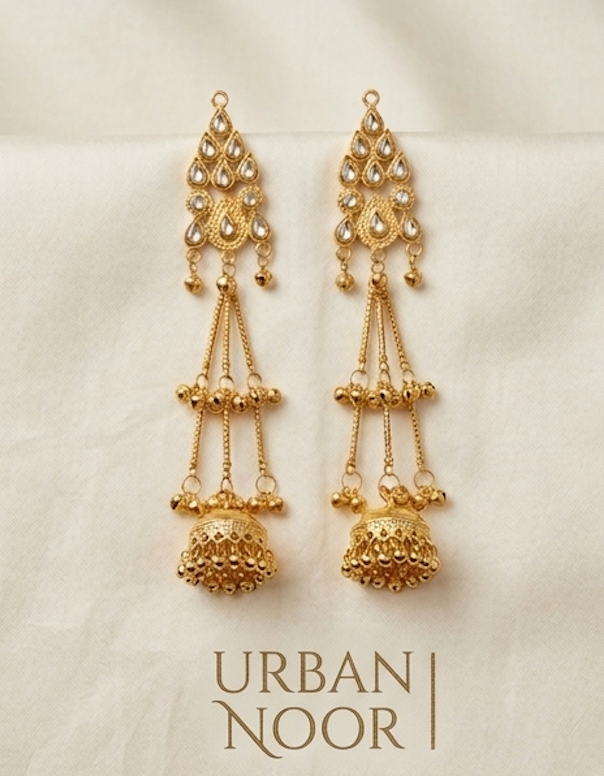 Premium Kashmiri Triple-Layered Heritage Drops Jhumka