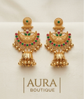 Traditional Gold-Plated South Indian Jhumka Earrings (South Indian Chandrabali)