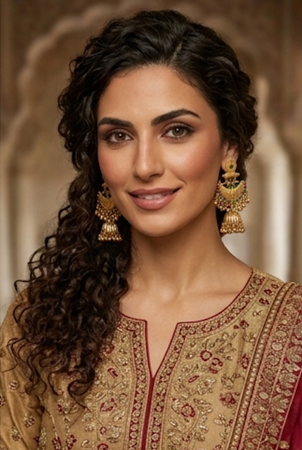 Traditional Gold-Plated South Indian Jhumka Earrings (South Indian Chandrabali)