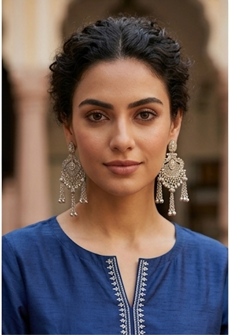 Premium Oxidised Silver Peacock Chandbali Earrings with Cascading Ghungroos