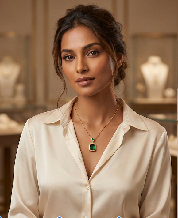 Premium Emerald Green Kundan & AD Stone Luxe Necklace