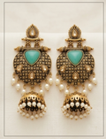 The "Noor" Royal Turquoise & Pearl Jhumka Drops