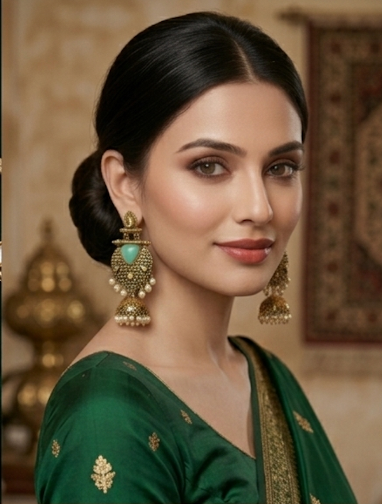 The "Noor" Royal Turquoise & Pearl Jhumka Drops