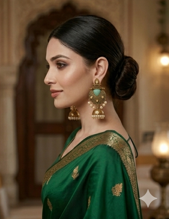 The "Noor" Royal Turquoise & Pearl Jhumka Drops