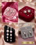 Urban Noor Exclusive 4-Piece Curation – Elegant Korean Style Studs & Long Tassel Earrings
